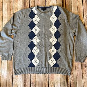 Club Room XXL Men’s Pullover Sweater 100% Cotton in gray, blue & white